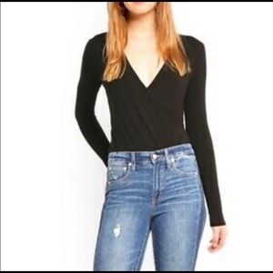 J. Crew Factory Black Wrap Top